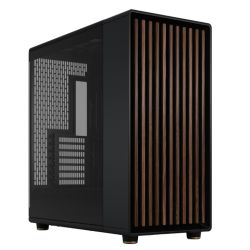 Fractal Design North XL RC Charcoal Black TG Dark Case w Dark Glass Window, ATX, 3 PWM Fans, USB-C, Walnut Front, Reverse ConnectorAsus BTF Compatible