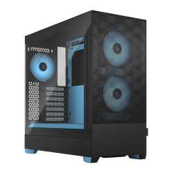 Fractal Design Pop Air RGB Cyan Core TG Gaming Case w Clear Glass Window, ATX, Hexagonal Mesh Front, Cyan InteriorAccents, 3 RGB Fans & ARGB Controller