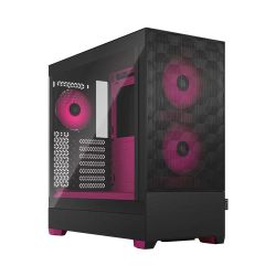 Fractal Design Pop Air RGB Magenta Core TG Gaming Case w Clear Glass Window, ATX, Hexagonal Mesh Front, Magenta InteriorAccents, 3 RGB Fans & ARGB Controller