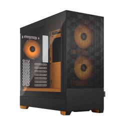 Fractal Design Pop Air RGB Orange Core TG Gaming Case w Clear Glass Window, ATX, Hexagonal Mesh Front, Orange InteriorAccents, 3 RGB Fans & ARGB Controller