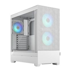 Fractal Design Pop Air RGB White TG Gaming Case w Clear Glass Window, ATX, Hexagonal Mesh Front, 3 RGB Fans & ARGB Controller