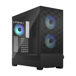 Fractal Design Pop Air RGB Black TG Gaming Case w Clear Glass Window, ATX, Hexagonal Mesh Front, 3 RGB Fans & ARGB Controller