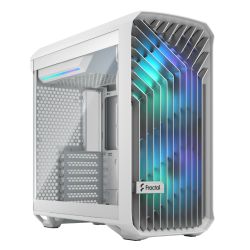 Fractal Design Torrent Compact White TG RGB Gaming Case w Clear Glass Window, E-ATX, 2 RGB Fans, Fan Hub, RGB Strip on PSU Shroud, Front Grille, USB-C