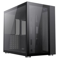 GameMax Infinity Gaming Case w Glass Side & Front, ATX, Dual Chamber, No Fans inc., Mesh Panels, USB-C, Black