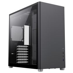 GameMax Spark Pro Black Gaming Case w 2x Glass Windows, ATX, Modular Design, Vertical Airflow Design, No Fans inc., USB-C