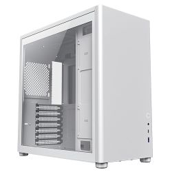 GameMax Spark Pro White Gaming Case w 2x Glass Windows, ATX, Modular Design, Vertical Airflow Design, No Fans inc., USB-C
