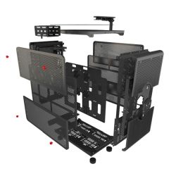 Riotoro GPX100 Morpheus Convertible Mini-to-Mid Tower Case, < EATX MB, Perforated Mesh, Red LED Fans, USB-C, Dual Chamber, Tool-less Cases