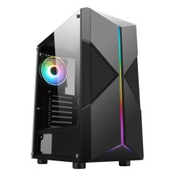 Spire Pyro ARGB Gaming Case w/ Glass Window, ATX, ARGB Strips w/ IC connection, 1 ARGB Fan, Mesh Top & 2 Front Cut-Outs Cases