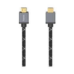 Hama Ultra High Speed HDMI Cable, 1 Metre, Supports 8K, Braided Jacket, Gold-plated Connectors
