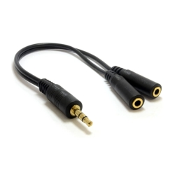 Jedel 3.5mm Jack Splitter Cable, 2 x Female 3 Pole (TRS), 20cm, Black Audio