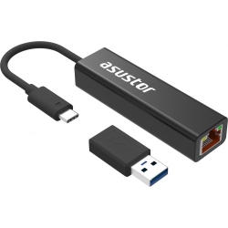 ASUSTOR (AS-U2.5G2) USB-C 3.2 to 2.5-Gigabit Ethernet Base-T Adapter, Type-A Adapter, Aluminium Casing Network