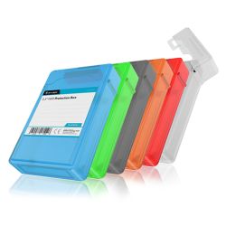 Icy Box IB-AC602B-6 3.5 Hard Drive Anti-Shock Protective Boxes - Pack of 6 Various Colours, FallDustSplash Protection, Stackable