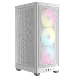 Corsair iCUE 2000D RGB Airflow Mini ITX Gaming Case, Mesh Panels, 3 RGB Fans, Triple-Slot GPU Support, USB-C, RGB Controller, Requires SFXSFX-L PSU, White