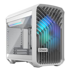 Fractal Design Torrent Nano Light TG RGB White Case w Light Tint Glass Window, Mini ITX, 1 RGB Fan, ATX PSU & 335mm GPU Support, 280mm Watercooling, RGB Strip, Front Grille, USB-C