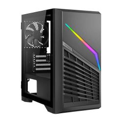Antec DP31 Dark Phantom Gaming Case w Glass Window, Micro ATX, 1 Fan, LED Control Button, ARGB Front Panel, Claw-Shaped Air Intakes