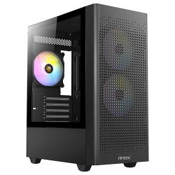 Antec NX500M ARGB Gaming Case w Glass Window, Micro ATX, 3 RGB Fans, Mesh Front, 360mm Radiator Support, USB-C, Black