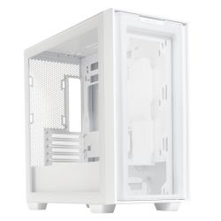 Asus A21 Gaming Case w Glass Window, Micro ATX, Mesh Front, 380mm GPU & 360mm Radiator Support, Asus BTF Compatible, White