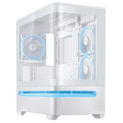 Asus Prime AP202 ARGB Gaming Case w Curved Glass Panel, Micro ATX, 3x ARGB Fans, ARGB Light Band, 420mm GPU Support, USB-C 20Gbps, White