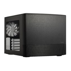 Fractal Design Node 804 Black Cube Case w Clear Window, Micro ATX, Brushed Al. Front, Optical Drive Option, 280mm Watercooling, 3 Fans, Fan Controller