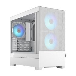 Fractal Design Pop Mini Air RGB White TG Gaming Case w Clear Glass Window, Micro ATX, Hexagonal Mesh Front, 3 RGB Fans & ARGB Controller