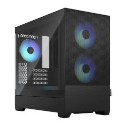 Fractal Design Pop Mini Air RGB Black TG Gaming Case w Clear Glass Window, Micro ATX, Hexagonal Mesh Front, 3 RGB Fans & ARGB Controller