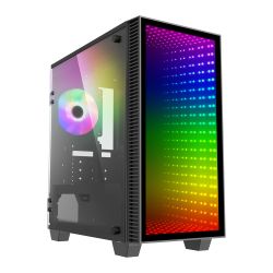 GameMax Abyss Mini ARGB Gaming Case w Glass Window, Micro ATX, Infinity Mirror ARGB Front, Rear RGB Fan, ARGB PWM Hub, LED Buttons, Black