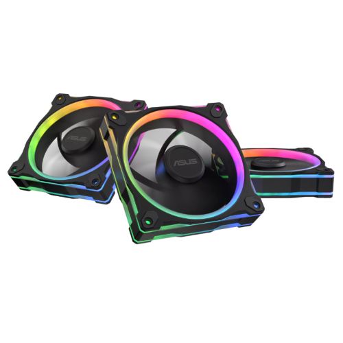 Asus Prime MR120 ARGB 12cm PWM Case Fans 3 Pack, Sleeve Bearing, 28mm Frame, Dual-Sided Lighting, 1600 RPM, Black