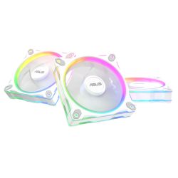 Asus Prime MR120 ARGB 120mm PWM Case Fans 3 Pack, Sleeve Bearing, 28mm Frame, Dual-Sided Lighting, 1600 RPM, White