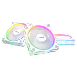 Asus Prime MR120 ARGB Reverse Blade 120mm PWM Case Fans 3 Pack, Sleeve Bearing, 28mm Frame, Dual-Sided Lighting, 1600 RPM, White