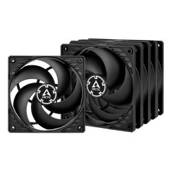 Arctic P12 Pressure Optimised 12cm Case Fans 5 Pack, Black, Fluid Dynamic, 1800 RPM,  Value Pack