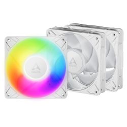 ARCTIC P12 Pro ARGB 12cm PWM Case Fans w Cable Splitters 3 Pack, Fluid Dynamic Bearing, 600-3000 RPM, White