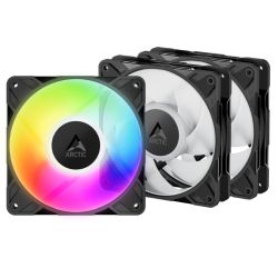 ARCTIC P12 Pro ARGB 12cm PWM Case Fans w Cable Splitters 3 Pack, Fluid Dynamic Bearing, 600-3000 RPM, Black