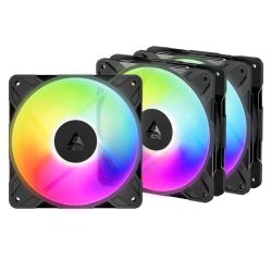 ARCTIC P12 Pro ARGB 120mm PWM Reverse Blade Case Fans w Cable Splitters 3 Pack, Fluid Dynamic Bearing, 500-3000 RPM, Black