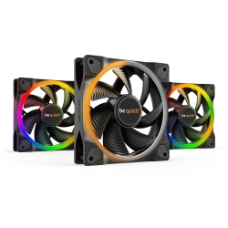 Be Quiet (BL076) Light Wings 12cm PWM ARGB Case Fans x3, Rifle Bearing, 18 LEDs, Front & Rear Lighting, Up to 1700 RPM, ARGB Hub included Cooling