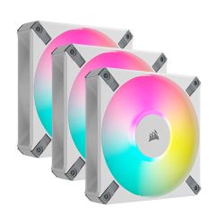 Corsair iCUE AF120 RGB ELITE 12cm PWM Case Fans x3, 8 ARGB LEDs, FDM Bearing, 550-2100 RPM, RGB Controller Included, White, 3 Pack