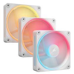 Corsair iCUE LINK LX120-R 12cm PWM Reverse Blade RGB Case Fans 3-Pack, 18 RGB LEDs, Magnetic Dome Bearing, 2400 RPM, iCUE LINK Hub Included, White