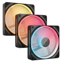 Corsair iCUE LINK LX120-R 12cm PWM Reverse Blade RGB Case Fans 3-Pack, 18 RGB LEDs, Magnetic Dome Bearing, 2400 RPM, iCUE LINK Hub Included, Black