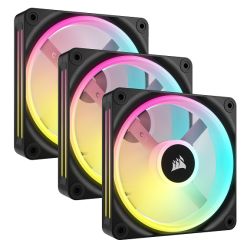 Corsair iCUE LINK QX120 12cm PWM RGB Case Fans x3, 34 RGB LEDs, Magnetic Dome Bearing, 2400 RPM, iCUE LINK Hub Included, Black