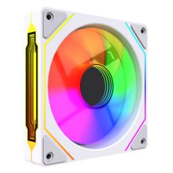 Vida Infinity02 12cm ARGB PWM Case Fan, Hydraulic Bearing, Infinity Mirror Effect on Centre & Sides, 800-1800 RPM, White