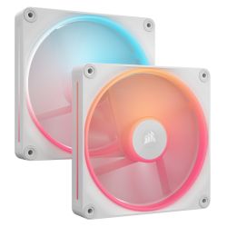 Corsair iCUE LINK LX140-R 14cm PWM Reverse Blade RGB Case Fans 2-Pack, 18 RGB LEDs, Magnetic Dome Bearing, 2000 RPM, iCUE LINK Hub Included, White