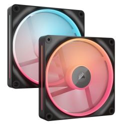 Corsair iCUE LINK LX140-R 14cm PWM Reverse Blade RGB Case Fans 2-Pack, 18 RGB LEDs, Magnetic Dome Bearing, 2000 RPM, iCUE LINK Hub Included, Black
