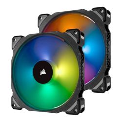 Corsair ML140 Pro 14cm PWM RGB Case Fans x2, Magnetic Levitation Bearing, Lighting Node PRO Kit Included Cooling