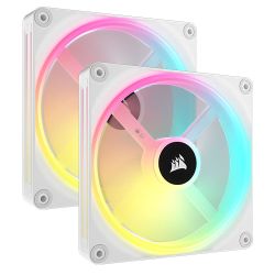 Corsair iCUE LINK QX140 14cm PWM RGB Case Fans x2, 34 RGB LEDs, Magnetic Dome Bearing, 2000 RPM, iCUE LINK Hub Included, White