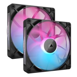 Corsair iCUE LINK RX140 RGB 14cm PWM Case Fans 2 Pack, 8 ARGB LEDs, Magnetic Dome Bearing, 1700 RPM, iCUE LINK Hub Included, Black