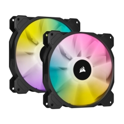 Corsair iCUE SP140 ELITE Performance 14cm PWM RGB Case Fans x2, 8 ARGB LEDs, Hydraulic Bearing, Lighting Node CORE Included Cooling