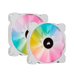 Corsair iCUE SP140 ELITE Performance 12cm PWM RGB Case Fans x2, 8 ARGB LEDs, Hydraulic Bearing, White Cooling