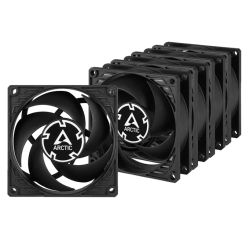 Arctic P8 8cm Pressure Optimised PWM PST Case Fan w Cable Splitter 5 Pack, Black, Fluid Dynamic, 200-3000 RPM, Value Pack