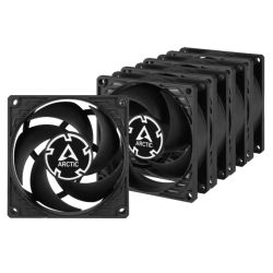 ARCTIC P8 Silent Pressure-optimised Extra Quiet 8cm Case Fans 5 Pack, Black, Fluid Dynamic, 1600 RPM, Black