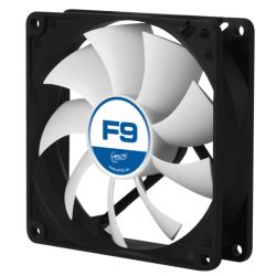 Arctic F9 9.2cm Case Fan, Black & White, 9 Blades, Fluid Dynamic, 6 Year Warranty Cooling