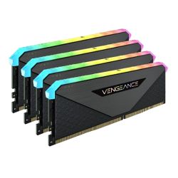 Corsair Vengeance RGB RT 32GB Memory Kit (4 x 8GB), DDR4, 3200MHz (PC4-25600), CL16, XMP 2.0, 10 LEDs, AMD Optimised, Black